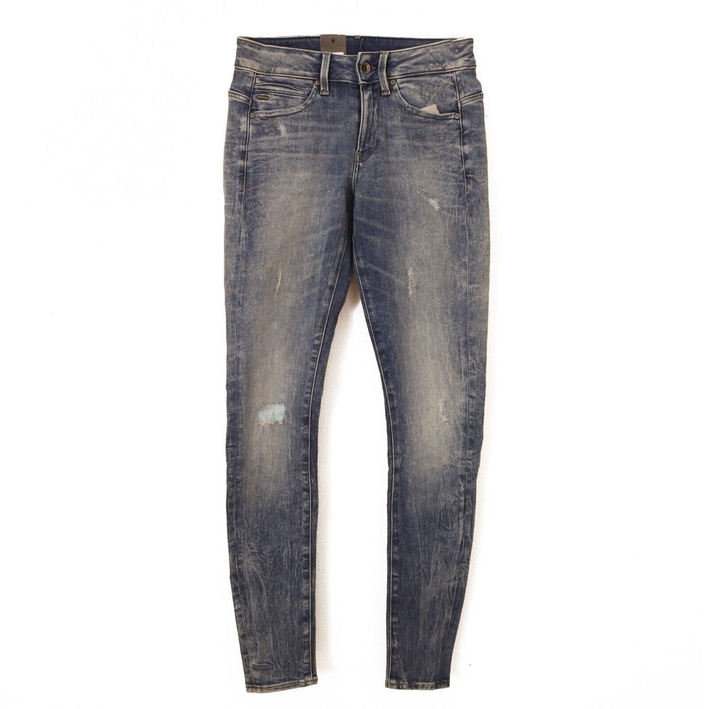 G-Star Raw Midge Mid Rise Skinny Jeans Size 25 Superstretch Lt Vintage NWT B78